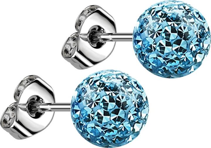 Immagine prodotto Star Piercing Orecchini a perno in argento con sfera di cristallo aqua strato protettivo epossidico (senza ottone, Acciaio chirurgico 316L)