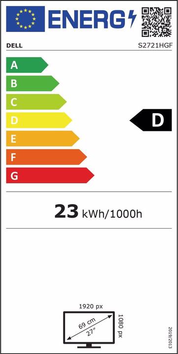 Energy Label Dell S2721HGF (1920 x 1080 pixels, 27")