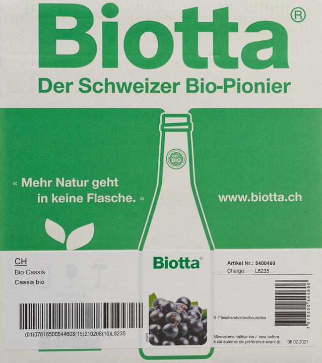 Produktbild Biotta Cassis (6 x 50 cl)