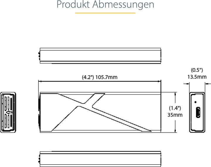 Actual product image StarTech com M2-USB-C-NVME-SATA, Box esterno SSD, M.2, M.2, 10 Gbit/s, Collegamento del dispositivo (M.2)