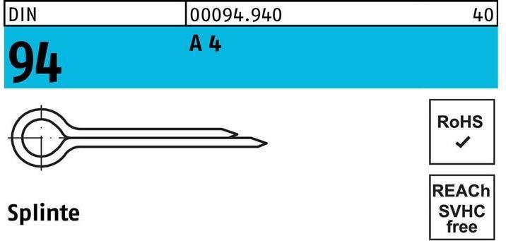 Actual product image Split pins DIN 94/ISO 1234 10 x 80 A 4