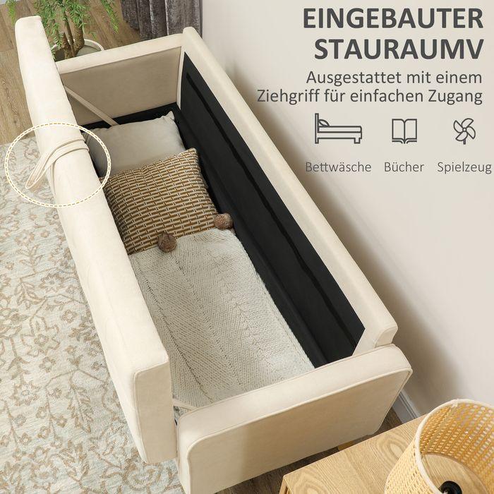 Actual product image Swisshandel24 3 Sitzer Sofa, Couch mit Stauraum, Holzbeine, Samtoptik für Wohnzimmer (3-seater)
