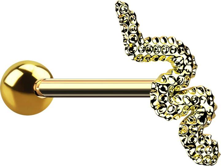 Produktbild Star Piercing Micro Barbell vergoldet mit Kugel und Schlange (ohne Messing, Chirurgenstahl 316L)