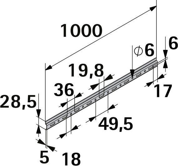Produktbild Hettich Schrankaufhängung Schiene 1000 mm (1 Stk.)
