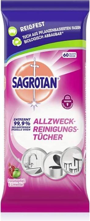 Produktbild Sagrotan Granatapfel & Limette feuchte Allzwecktücher 60 Tücher (60 Stk.)