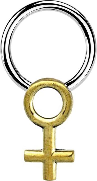 Produktbild Star Piercing Micro Closure Ring silber Gendersymbol Frau vergoldet (Messing, Chirurgenstahl 316L)