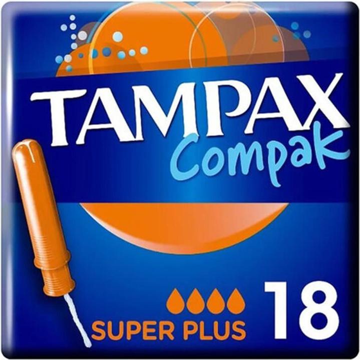 Actual product image Tampax Compak Super Plus tampons with an applicator, 18 pieces