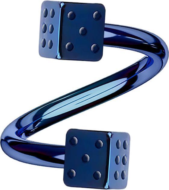 Produktbild Star Piercing Micro Spirale dunkelblau mit zwei Würfel (Chirurgenstahl 316L)