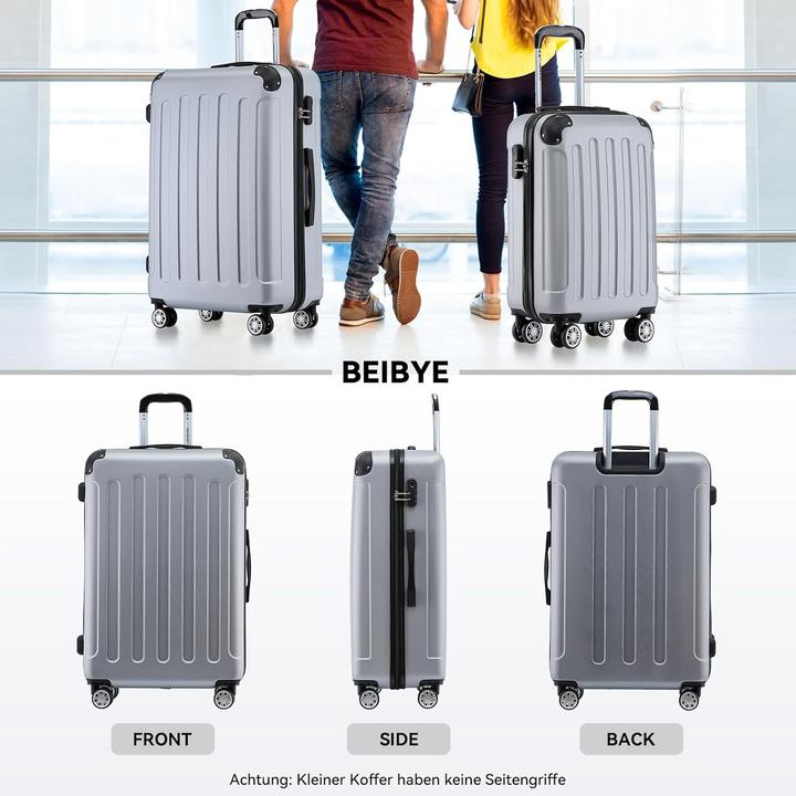 Immagine prodotto Beibye 3-teiliges Hartschalen-Kofferset (110 l, Bagaglio a mano (fino a 50 litri), M (50 - 90l), L (90 - 115l))