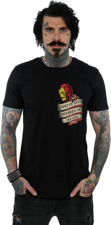 Actual product image Mens Iron Man Tattoo Journey Breast Print T-Shirt (M)