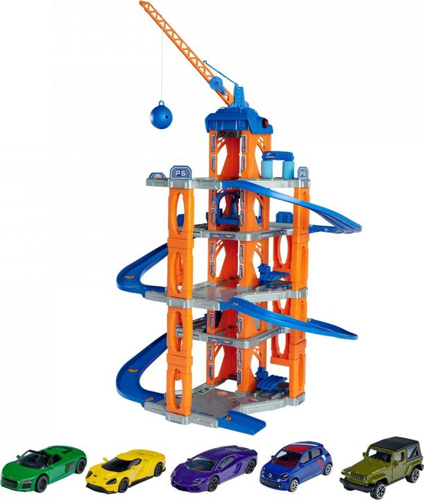 Actual product image Majorette Garage with elevator and 5 cars