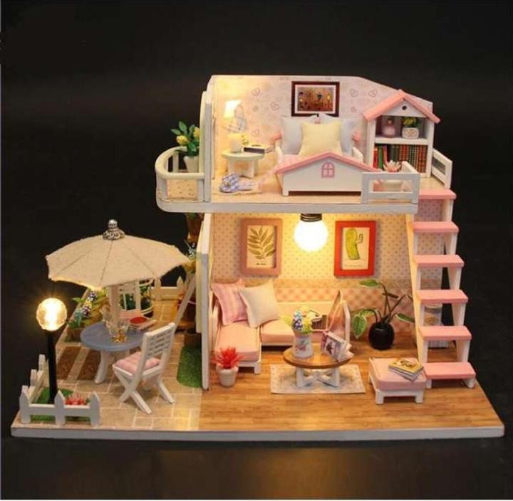 Immagine prodotto Ikonka Modello di casa delle bambole pieghevole in legno LED