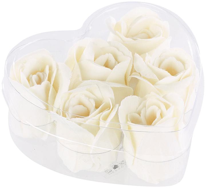 Pearl 6 cremeweisse Rosen-Duftseifen in Geschenk-Box (Seifenlotion)