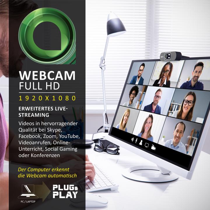 Immagine prodotto Aplic Webcam Full HD con microfono, 1920x1080P @ 25 Hz, 4 luci ausiliarie / luce di scena, obiettivo 5P