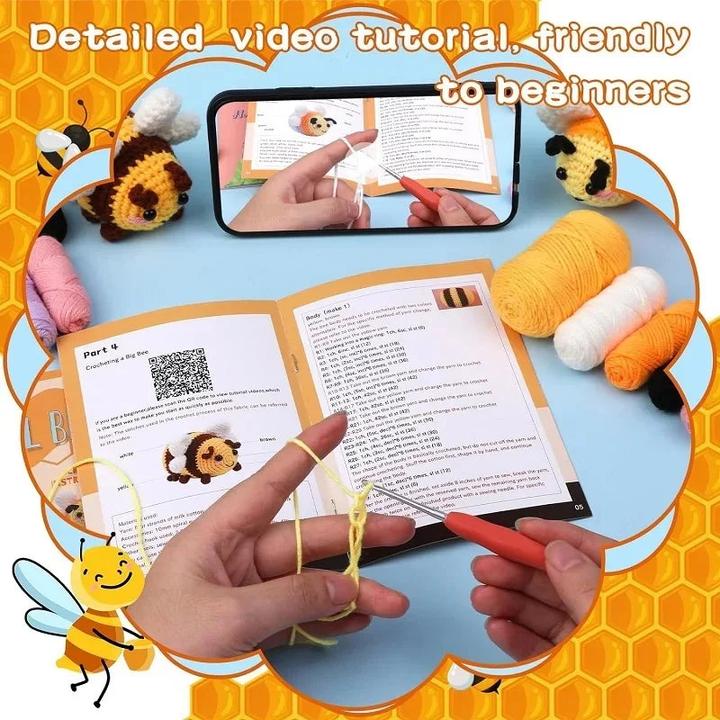 Produktbild Activity Board Little Bee Häkel-Set für Anfänger mit Video-Tutorial Baumwolle stricken Garn Garn Kunststoff Nadeln