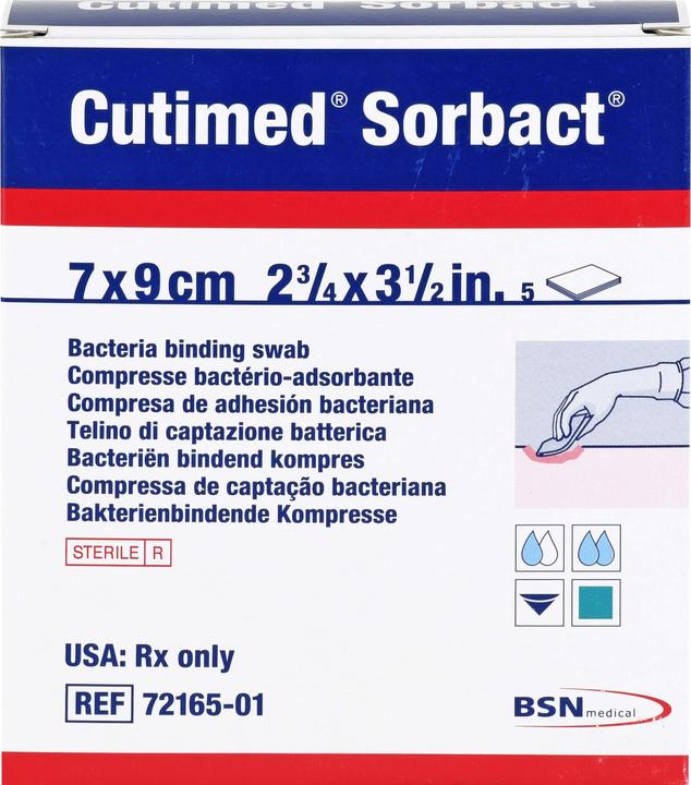 Actual product image BSN CUTIMED Sorbact Compresses 7x9 cm, 5 pcs COM