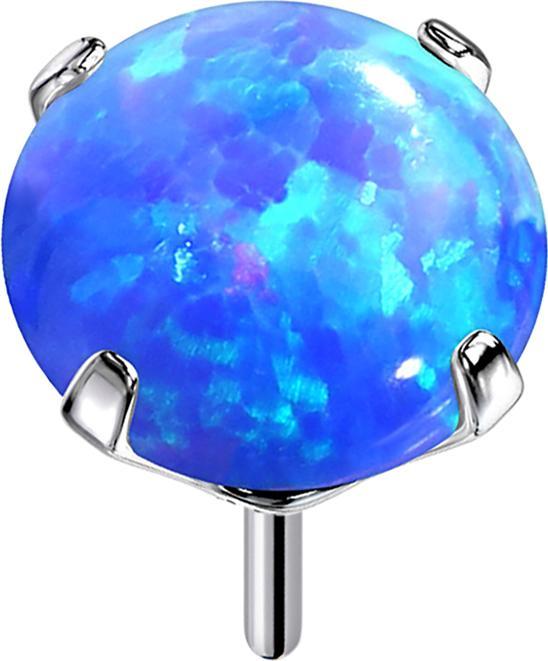Actual product image Star Piercing Threadless silver with blue opal setting (Titanium G23without brass, without brass tungsten)