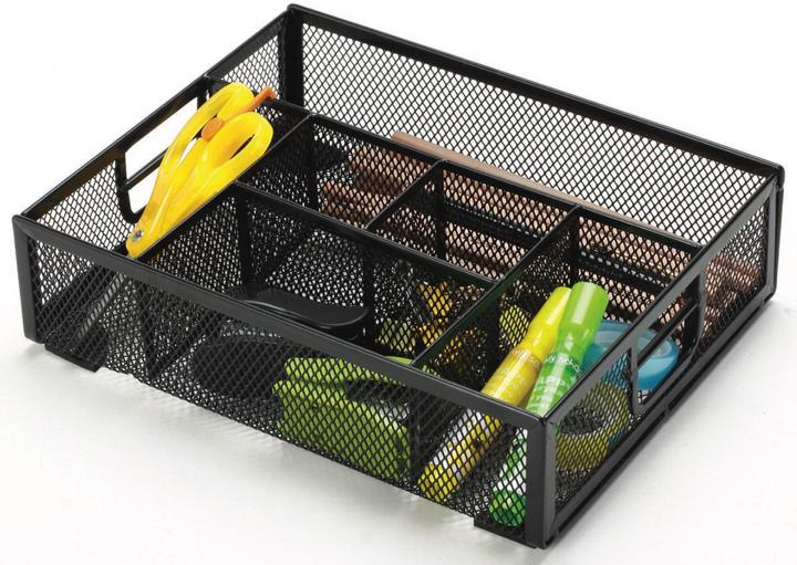 Produktbild Q-Connect Schreibtischorganizer Office Set, Metall, seitlich, 6 Fächer, schwarz