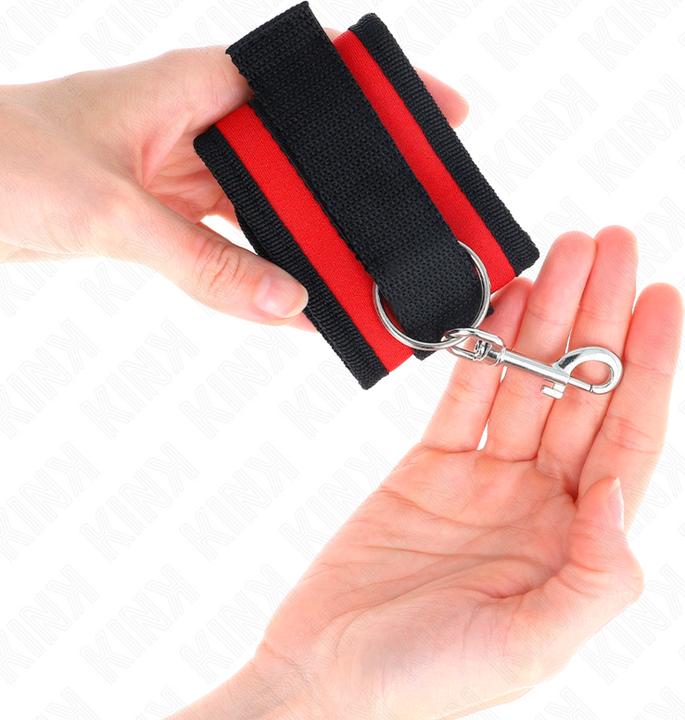 Actual product image Kink Nylon Bind Handcuffs With Velcro Fastener Red-Black Model 2 Adjustable 18-35 cm X 6