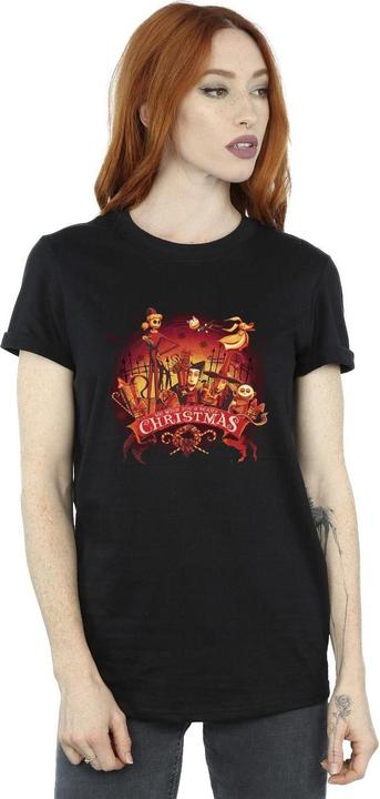 Actual product image Disney Womens/Ladies The Nightmare Before Christmas Scary Christmas Cotton Boyfriend T-Shirt (5XL)