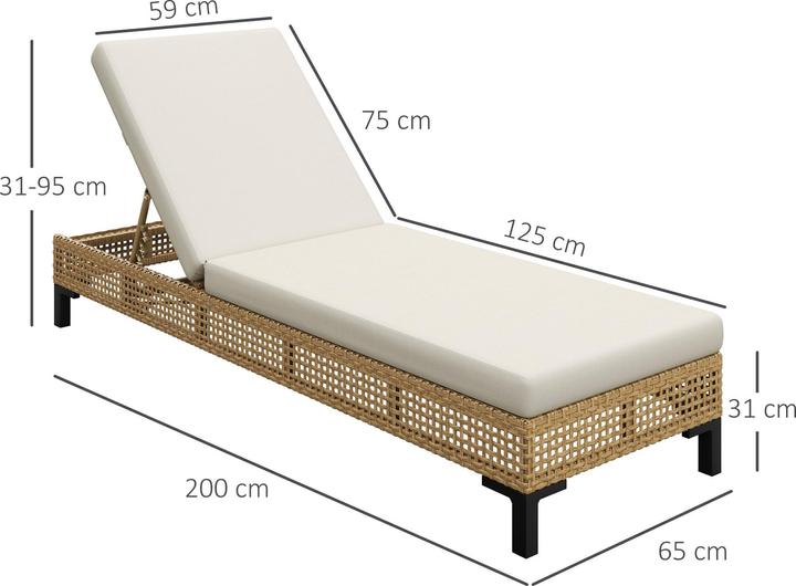 Image du produit Outsunny Chaise longue de jardin avec dossier réglable (65 cm)
