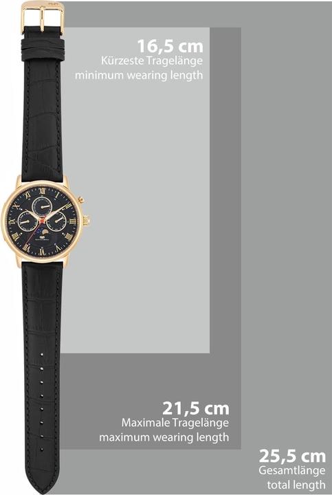 Actual product image Multifunctions Moontime II Genuine Leather Yellow Gold - 34082 (Analogue wristwatch, 40 mm)