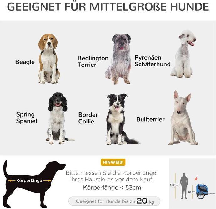 Image du produit Swisshandel24 Remorque pour chien Remorque pour vélo Transporteur pour chien Remorque pour vélo Bleu+Noir 130 x