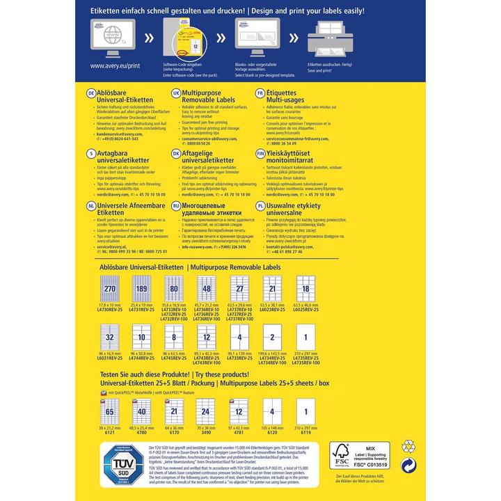 Actual product image Avery Universal labels