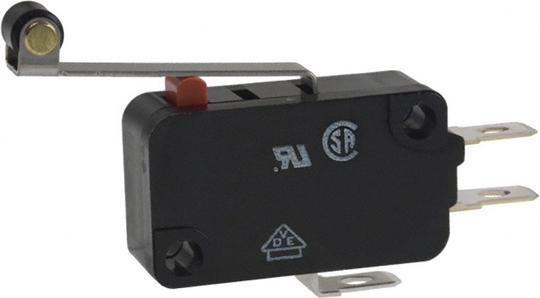 Actual product image Omron Industrial Automation Microswitch, VX, 5A, 1 changeover contact, 0.49N, roller lever actuator