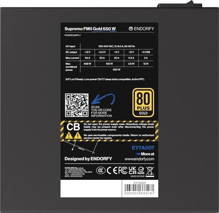 Actual product image Endorfy Zasilacz Supremo FM5 Gold 650W (EY7A007) (650 W)