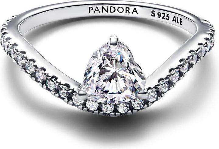 Pandora Wavy PavÃ© Heart Ring