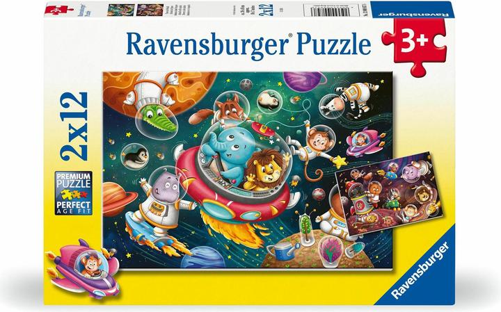 Produktbild Ravensburger Kinderpuzzle - 12000857 Tiere im Weltall - 2x12 Teile Puzzle für Kinder ab 3 Jah (24 Teile)