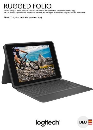 Produktbild Logitech Rugged Folio (DE, iPad 2019 (7. Gen), iPad 2020 (8. Gen), iPad 2021 (9. Gen))