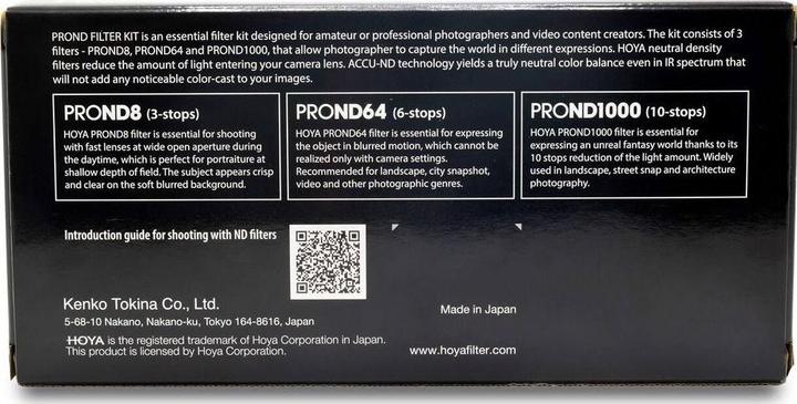Immagine prodotto Hoya PRO ND Filter Kit 8/64/1000 Filterset (58 mm, Filtri grigi)