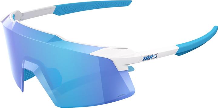 Produktbild 100% Aerocraft - Matte White - HiPER Blue Mirror Lens (Matte White, Blau)