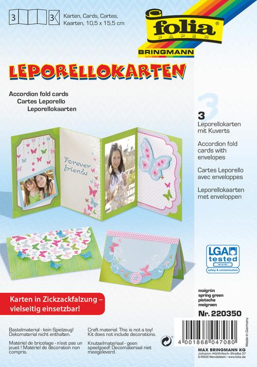 Produktbild Folia Leporello-Karten 300g/m2 Grün (3 Stk.)