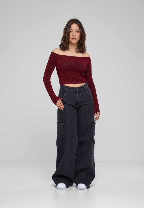 Actual product image Urban Classics Ladies Off Shoulder Glitter Longsleeve (4XL)