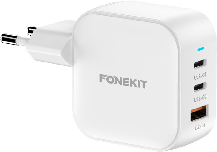 FoneKit PD 70W Wall Charger, USB-C + USB-C + USB-A, white (70 W)