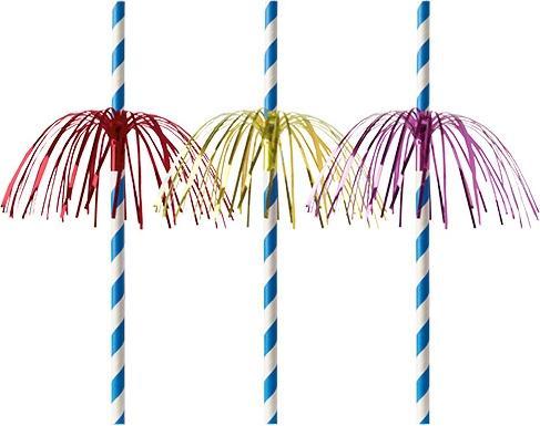 Papstar Papiertrinkhalm "Feuerwerk", 200 mm, blau/weiss aus Papier, Länge: 200 mm, Durchmesser: 6 mm (50 x)