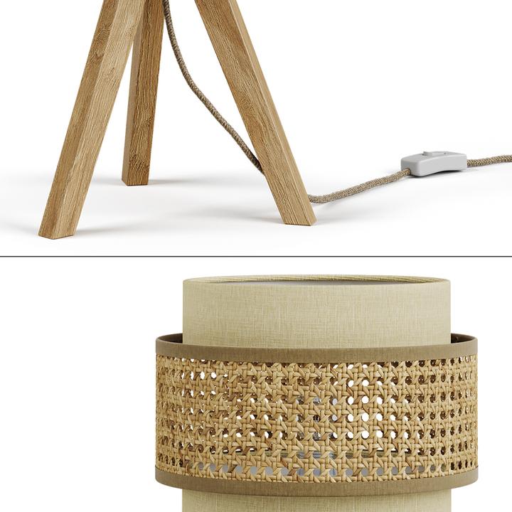 Produktbild Vicco Tischlampe Morten, Rattan/Creme, 26 x 45 cm mit Standfuss (E27)