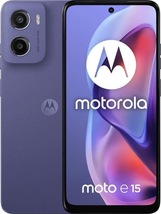 Produktbild Motorola Smartfon Moto E15 2/64GB Fresh Lavender (64 GB, Fresh Lavender, 6.67", Dual SIM, 32 Mpx, 4G)