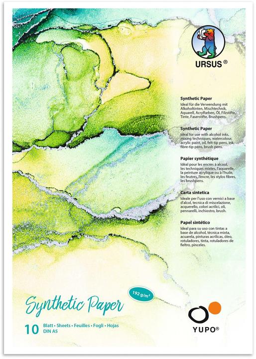 Ursus Tampone da pittura Yupo sintetico, A5, 10 fogli (A5)