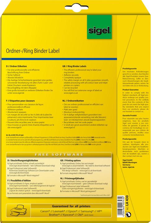 Image du produit Sigel Étiquettes de dossiers