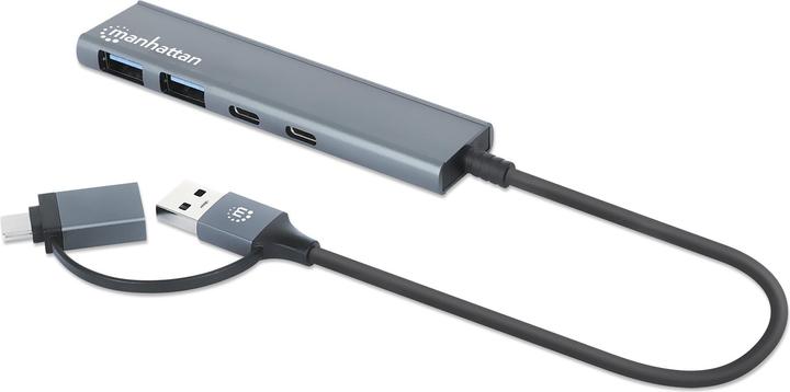 Produktbild Manhattan 4-Port USB 3.0 Typ-C / Typ-A Kombo-Hub 2x2 (USB-C, 4 Ports)