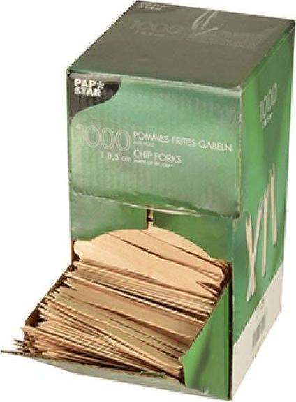 Actual product image Papstar French fries forks wood pure (1000 x)