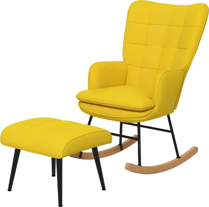 Image du produit Homcom Fauteuil à bascule avec tabouret et dossier haut