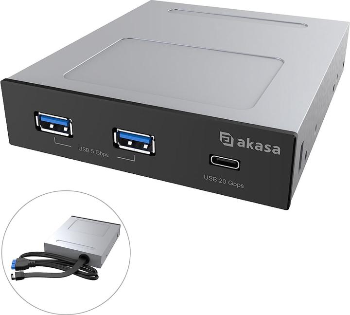 Produktbild Akasa USB hub USB + 2x Type-C (USB-C, 2 Ports)