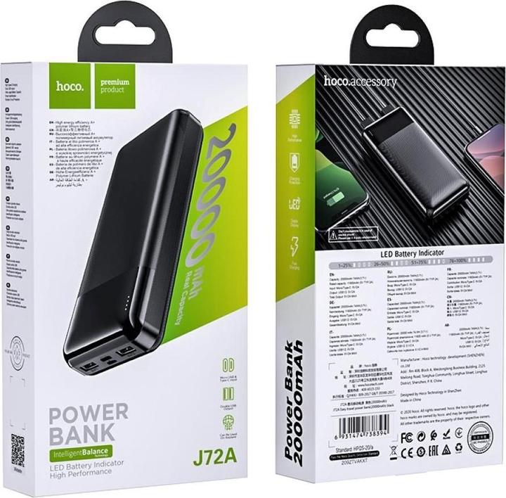 Produktbild Hoco Aussenbatterie Power Bank J72A 20000 mAh schwarz (20000 mAh)