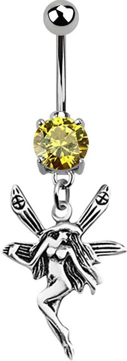 Produktbild Star Piercing Banane silber mit Anhänger Fee gelb (925 Sterlingsilber, Chirurgenstahl 316L, ohne Messing)