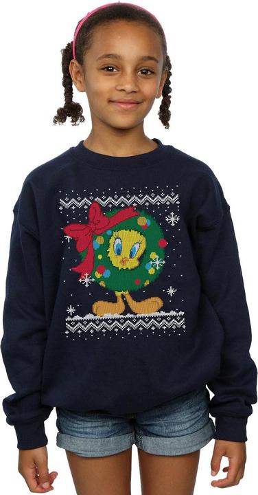 Actual product image Looney Tunes Girls Tweety Pie Christmas Fair Isle Sweatshirt (128)